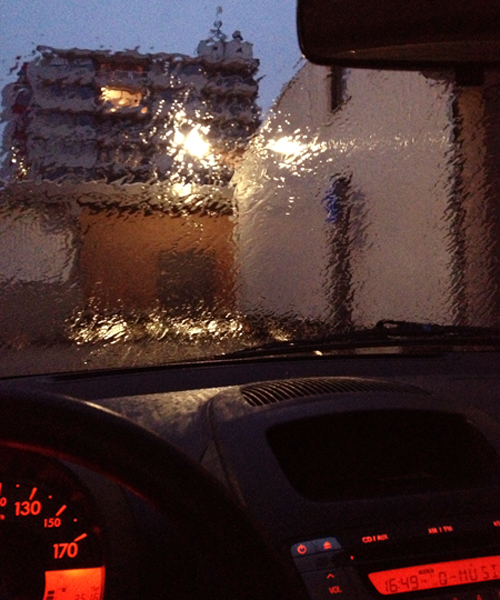 rainy car window